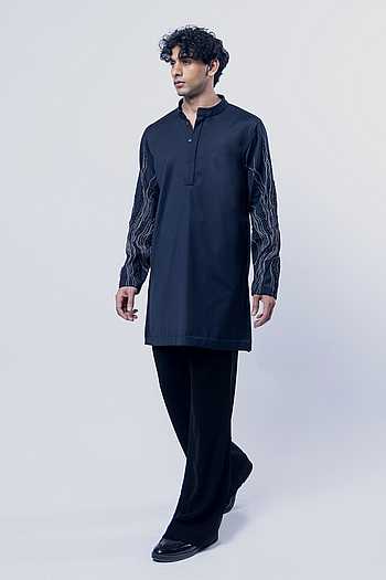 Vein Trace Placement Embroidered Kurta Set