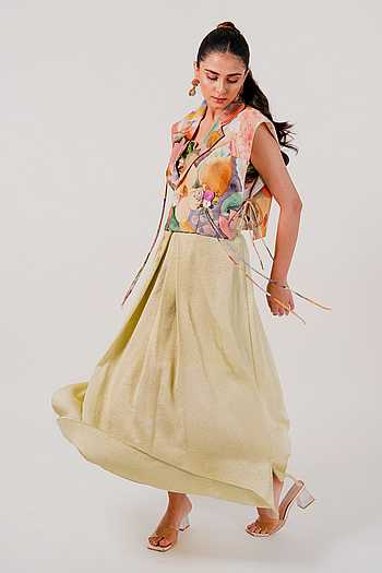 Bloomscape Vest & Draped Skirt Set