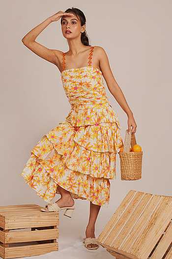Layered Floral Print Dress