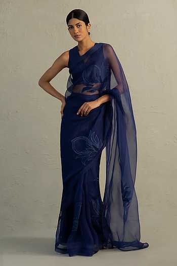 Applique Work Saree With Blouse