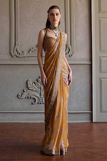 Yasmin Printed Pre-Draped With Blouse