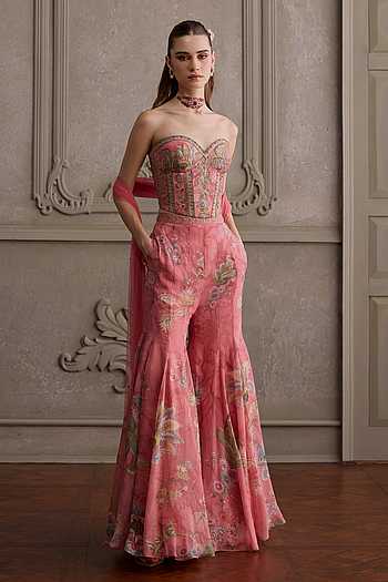 Eliha Floral Embroidered Blouse Sharara Set