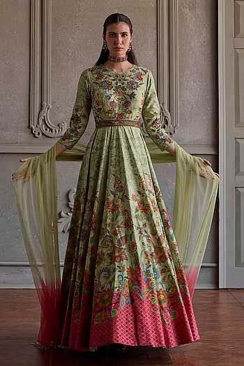 Ruhani Flower Print Anarkali With Dupatta