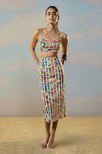 Ikat Stripe Bandeau Top & Skirt Set