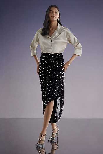 Boxy Popover Top & Polka Dot Draped Skirt