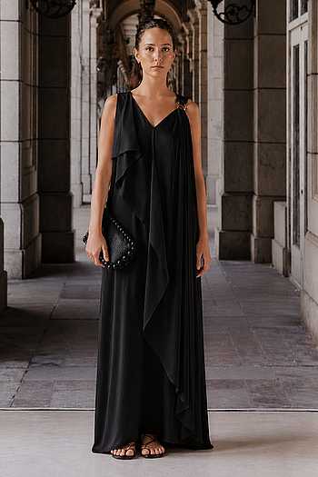 V Neck Draped Dress