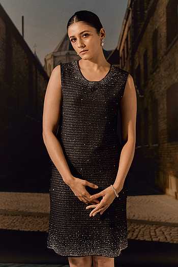 Swarovski Embellished Knit Shift Dress