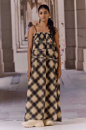 Checkered Georgette Slip Dress