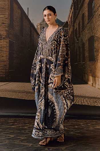 Jewel Print Swarovski Embellished Kaftan Dress