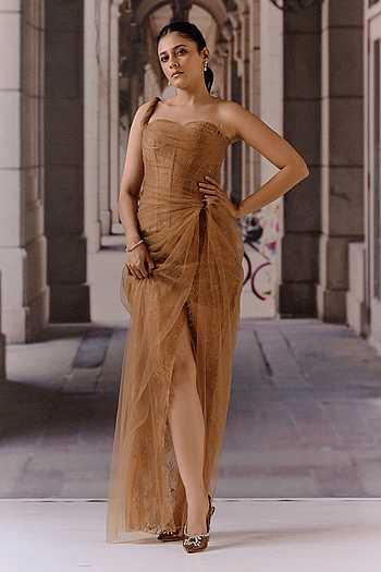 One-Shoulder Lace Net Dress