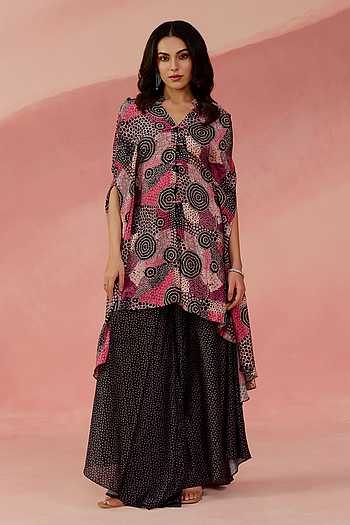 Cosmic Dot Print Cape & Palazzo Set
