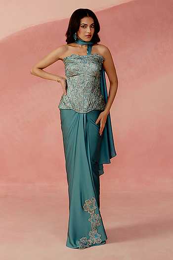 Sapphire Stardust Embellished Corset & Skirt Set