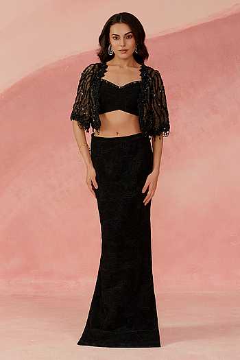 Swan Embellished Shrug Skirt Set