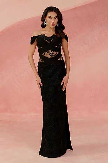 Swan Embellished Top & Skirt Set