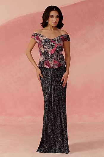 Cosmic Dot Print Top & Skirt Set