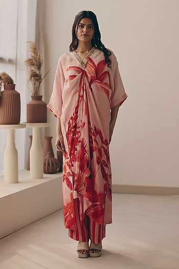 Palm Print Kaftan & Pant Set