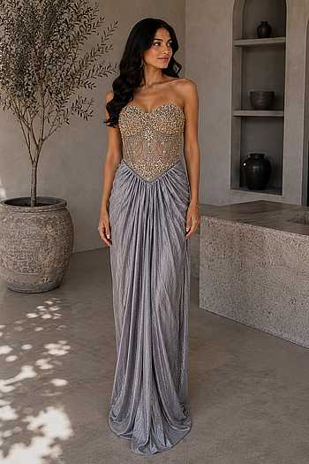 Draped Metallic Skirt & Corset Set