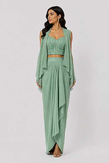 Draped Skirt & Asymmetric Shrug Set