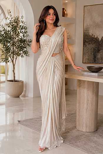 Pre-Draped Saree With Embellished Corset