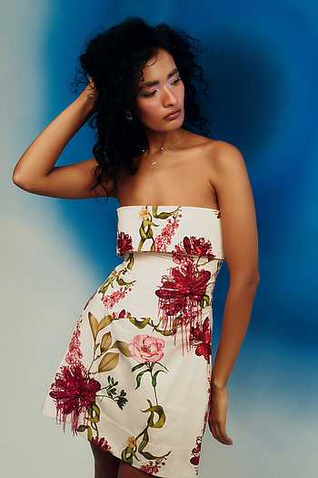 Printed Strapless Mini Dress