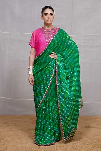 Ret Stripe Pattern Saree With Blouse