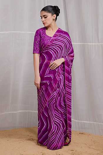 Tarang Leheriya Striped Saree With Blouse