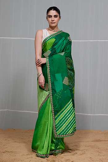 Boond Patchwork Saree With Unstitched Blouse Piece