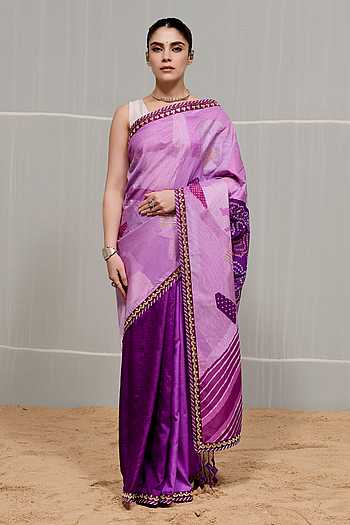 Boond Hand Embroidered Saree With Unstitched Blouse Piece