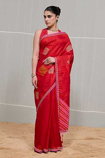 Boond Embroidered Saree With Unstitched Blouse Piece