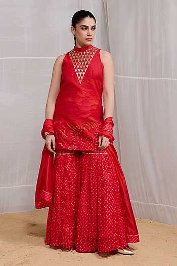 Dhora Embroidered Kurta Gharara Set