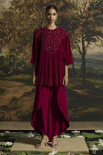 Cutwork Textured Tunic With Tulip Pant