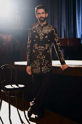 Russet Embroidered Sherwani Set