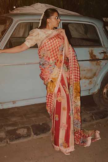 The Jaipur Crimson Saree With Blouse