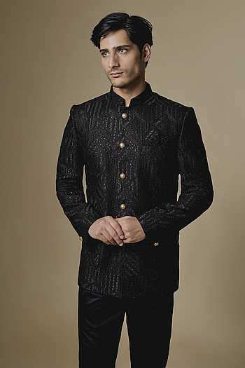 Geometric Embroidered Bandhgala Jacket
