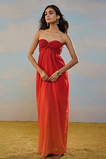 Off Shoulder Ombre Draped Dress