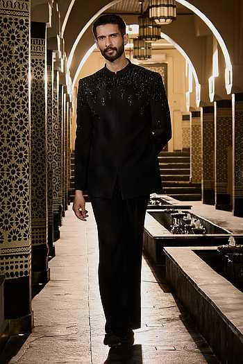 Obsidian Embroidered Bandhgala Set