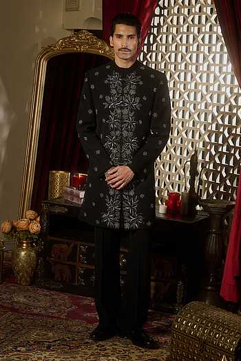 Onyx Embroidered Sherwani & Kurta Set