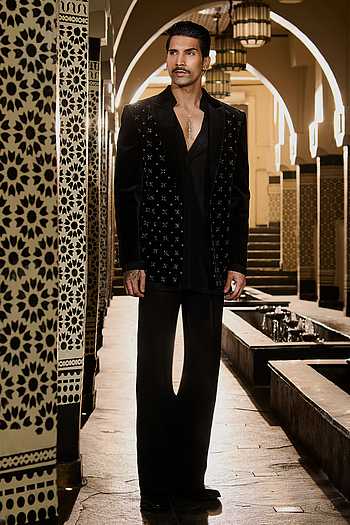Cipher Embroidered Short Jacket Set