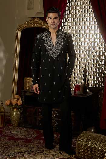 Crest Embroidered Kurta Set