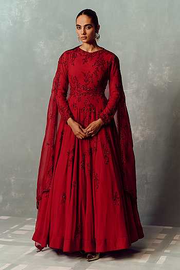 The Imperial Ruby Anarkali Set