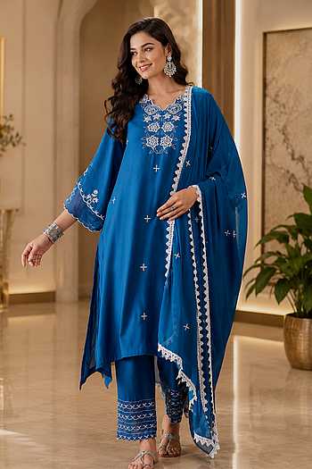 Embroidered Straight Kurta Set