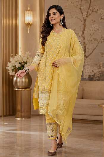 Geometric Embroidered Kurta Set