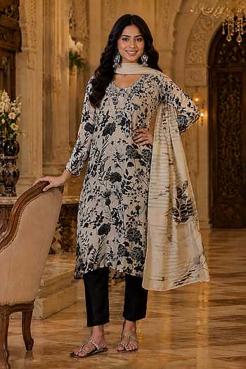 Floral Print Straight Kurta Pant Set