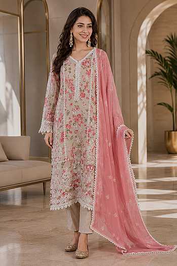 Floral Print Kurta Pant Set