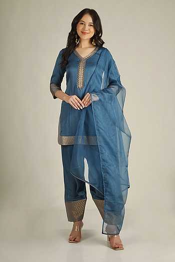 Placement Embroidered Kurta Set