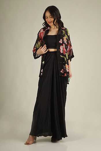 Floral Print Cape Skirt Set
