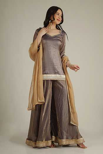 Border Embellished Kurta Palazzo Set