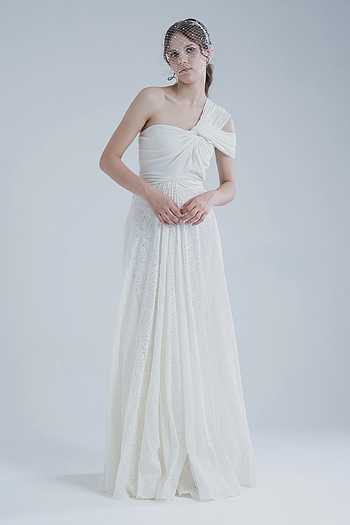 One Shoulder Pleated Gown