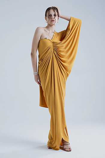 One Shoulder Draped Gown