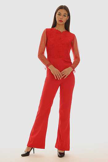 Floral Yoke Embroidered Jumpsuit